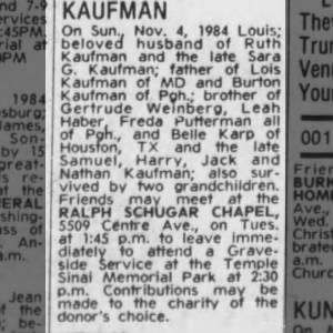Obituary for Louis Kaufman