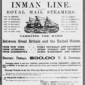 Inman Line Newspaper Ad