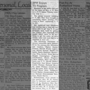 BPW Enjoys TV Program 3 July 1952