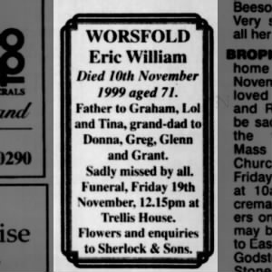Obituary for Eric WORSFOLD William