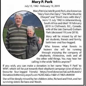 Obituary for Mary Patricia Park