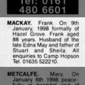 Obituary for Frank MACKAY