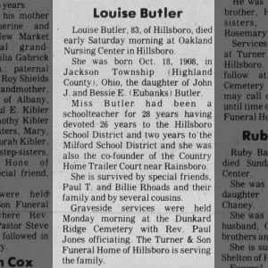Obituary for Louise Butler