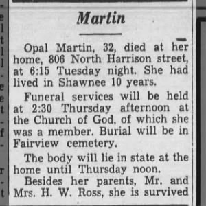 Obituary for Martin Opal Martin