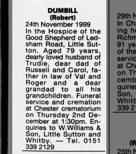 Obituary for  DUMBILL