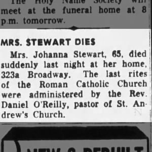 Obituary for Johanna STIWART