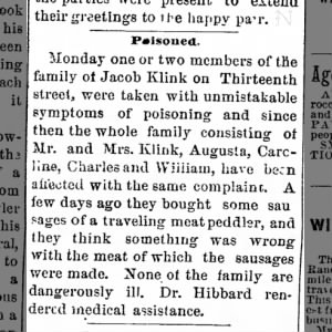 Klink poisoning 1887
