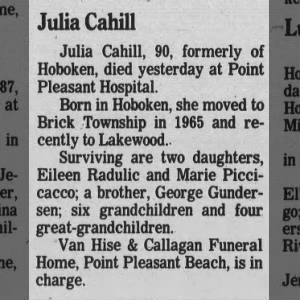 Obituary for Julia Cahill