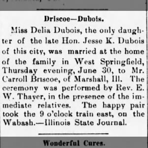 Delia Dubois 1859
Daughter of Adelia/ Jesse K Dubois 