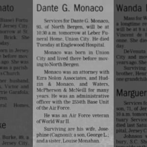 Dante George Monaco - Obituary.