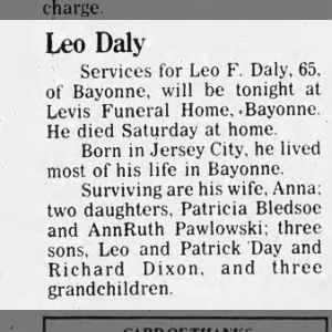 Obituary for Leo Daly