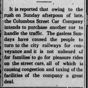 1918 "Gasless Sundays" street cars 