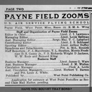 Payne Field Zooms - Lt Louis Spilman, managing editor