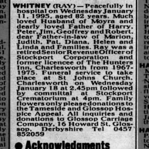 Obituary for Ray WHITNEY