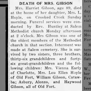 Obituary for Harriet GIBSON