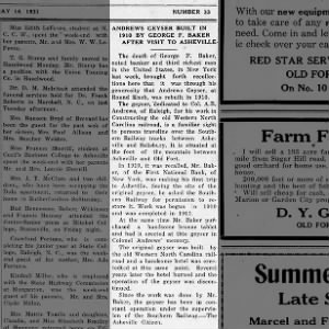 Old Fort News Thursday May 14, 1931 Andrews Geyser