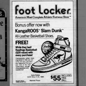 Foot Locker KangaROOS Slam Dunk Ad (Oct. 1984, IL) 