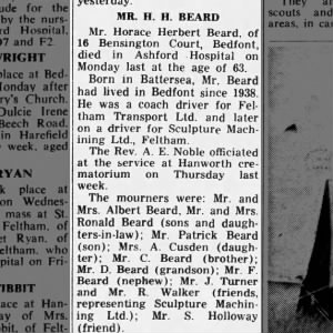 Obituary for Horace Herbert BEARD