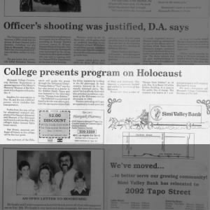 1990 Siegfried Halbreich
College presents program on Holocaust