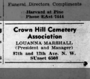 Louanna Marshall, president/manager Crown Hill Cemetery Association