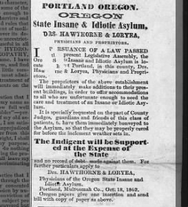 1863- State Insane & Idiotic Asylum flier for State Hospital