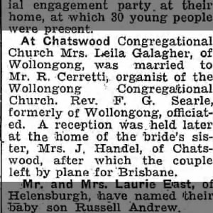 Marriage of Leila Galagher and Robert Cerretti