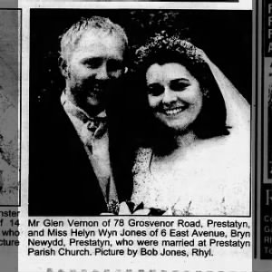 Marriage of Glen Vernon and Hele Wyn Jones