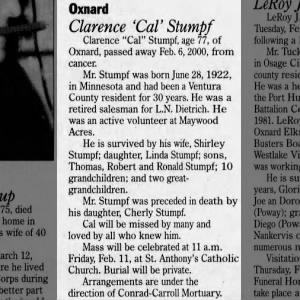 Obituary - Clarence Stumpf