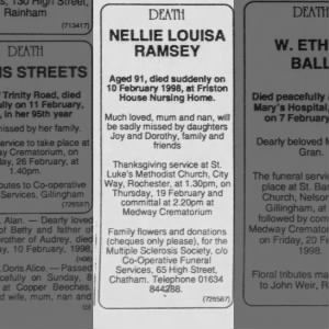 Obituary for Nillie Louisa Ramsey