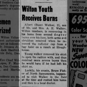 Wilton Youth Receives Burns