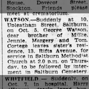 Obituary for George WATSON