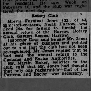 Rotary Club - Fined 10 shillings