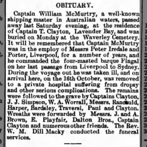Obituary of Captain William McMurtry