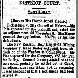 Colonist 5 Sept 1889
District Court - Nelson