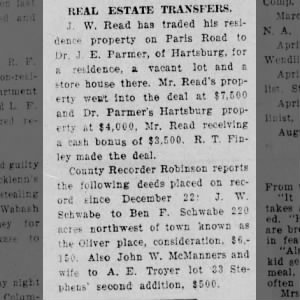 1908 Real estate transfer, later in dispute after death of John McManners
