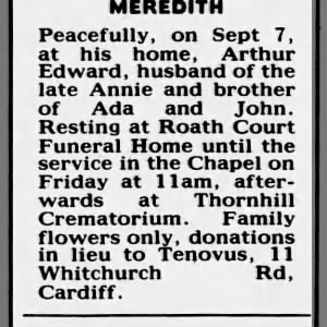 Obituary for Arthur MEREDITH