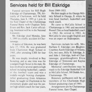 Obituary for Bill Hugh Eskridge