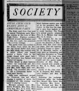 Mrs Alfred Perkins, Edna Mae, attends Study and Civic Club