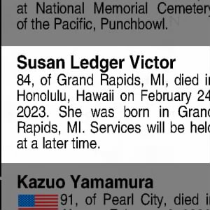 Obituary for Susan Ledger Victor