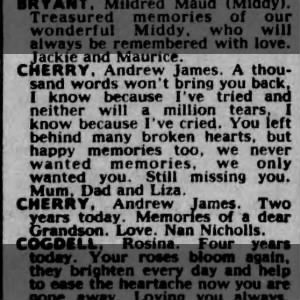 Memories from Andrews Mum Sandra and Great Gran Nicholls