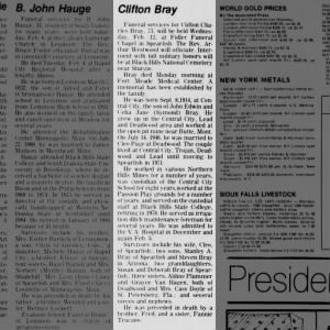 Clifton Bray obituary