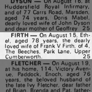 Obituary for Ethel FIRTH