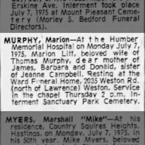 Obituary for Marion MURPHY