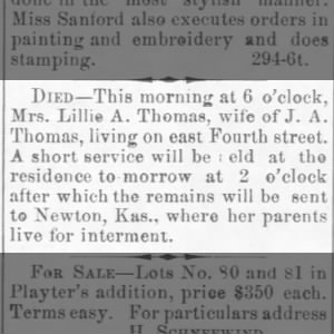 Obituary for Lillie A. Thomas