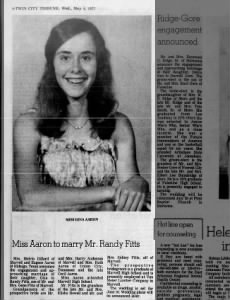 Gina Aaron/Randy Fitts Engagement Announcement - 4 May 1977 - The Twin City Tribune - Pg4
