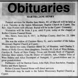 MARTHA JANE MCCORKLE HENRY Obituary - 25 Oct 1999 - The Daily World - Pg2