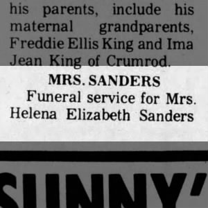 Mrs. Sanders obituary first half 1981 
RP listed as foster son