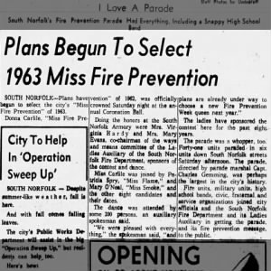 Plans Begun To Select 1963 Miss Fire Prevention