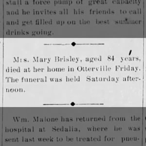 Mary Carter Brisley Death Notice