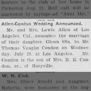 Allen-Condon Wedding Announced